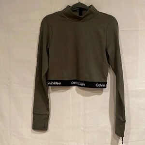NWT Calvin Klein Performance Olive Crop Long Sleeve  Medium